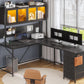 L Shaped Gaming Desk with Storage Drawers and Lights-1