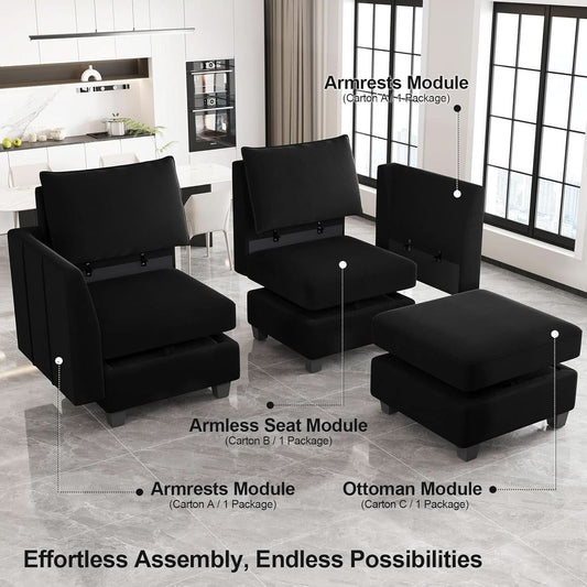 Large Modular Sectional Sofa Bed with Storage Comfort