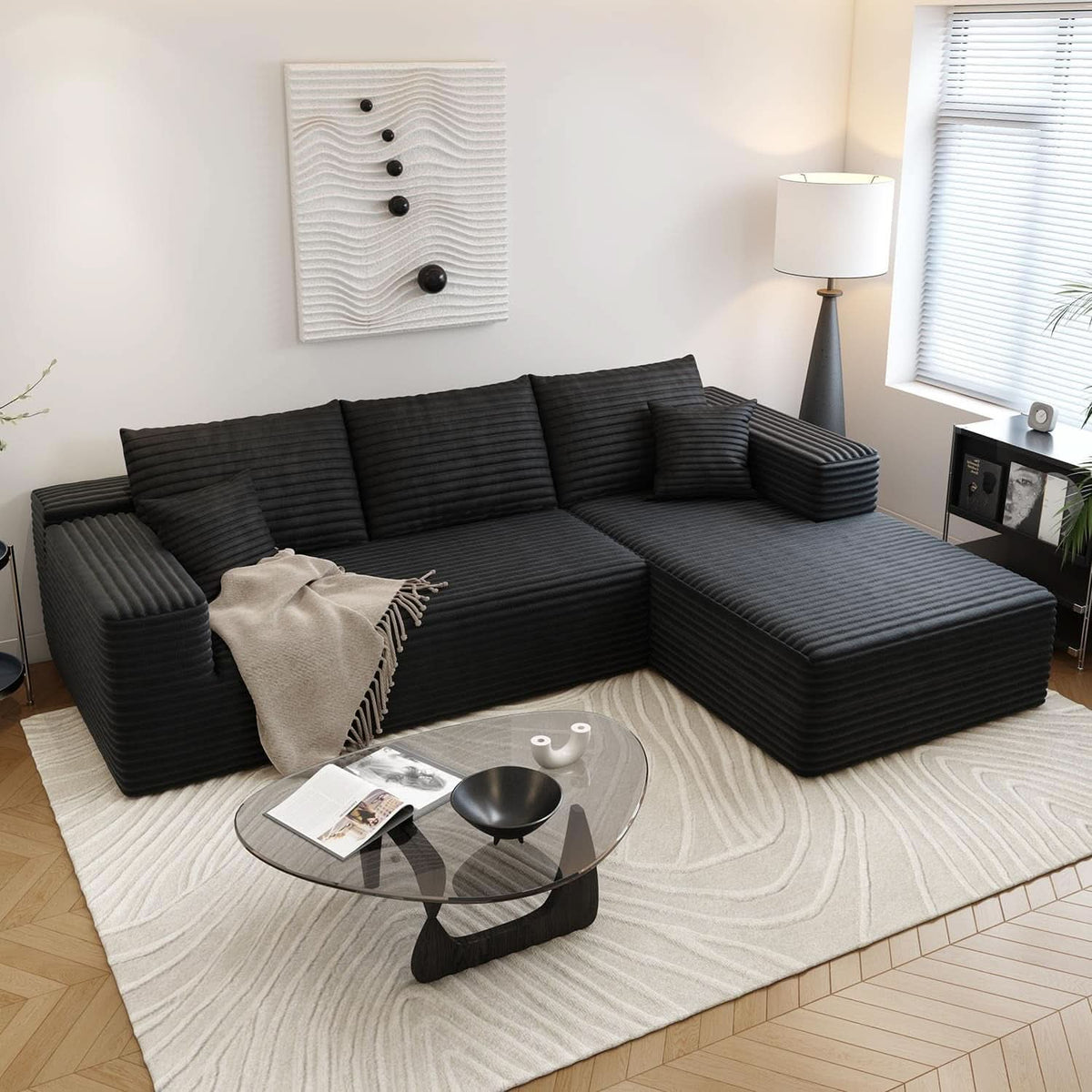 Modern 107.5 Inch Cloud Sectional Sofa With Chaise