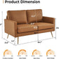 Modern 56 Inch PU Leather Loveseat for Small Spaces