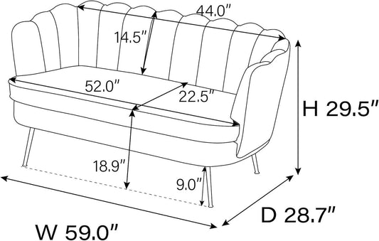 Modern Boucle Loveseat Sofa with Gold Legs for Small Spaces