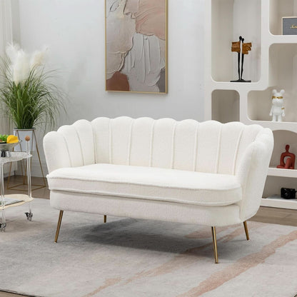 Modern Boucle Loveseat Sofa with Gold Legs for Small Spaces