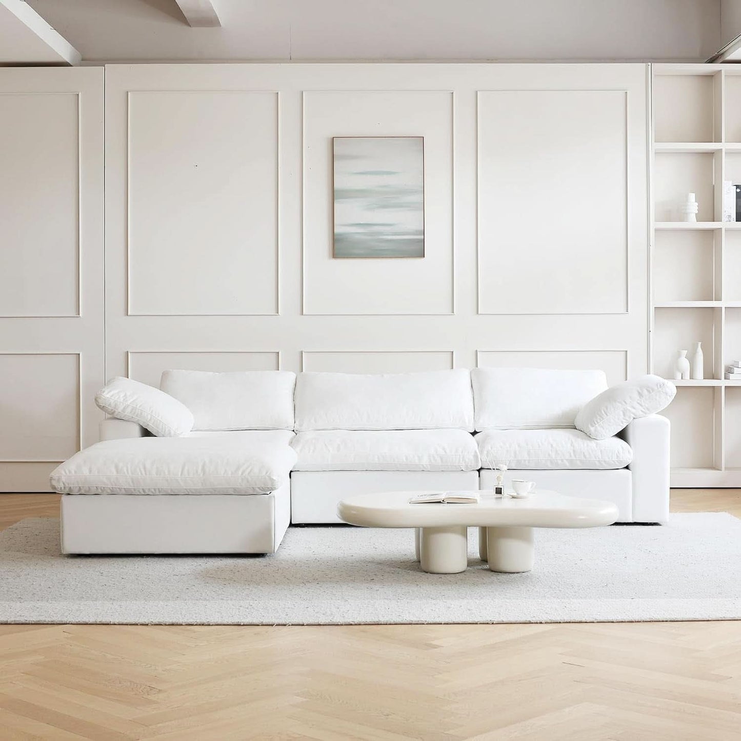 Modern L Shape Cloud Sofa Comfortable Convertible Sectional Couch