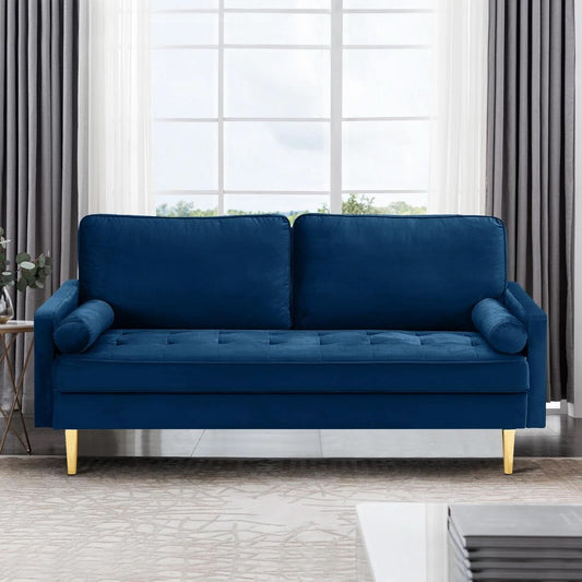Modern Velvet Loveseat Sofa with Pillows for Comfort