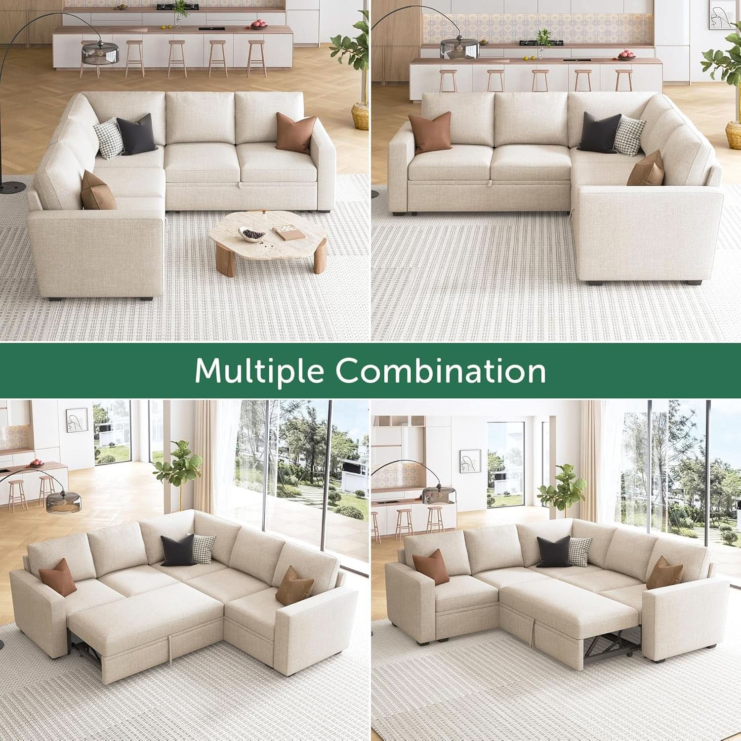 Modular Sectional Sleeper Sofa With Storage For Living Room-4