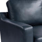 Navy Blue Faux Leather Loveseat With High Density Foam