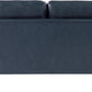 Navy Blue Faux Leather Loveseat With High Density Foam