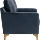 Navy Blue Faux Leather Loveseat With High Density Foam