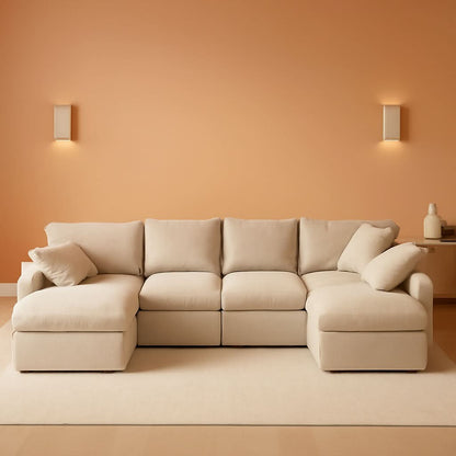 Oversized U Shaped Modular Sectional Sofa with Ottoman