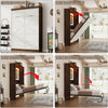 Queen Size Murphy Bed With LED Lights Rustic White Finish