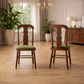 47" Round Dining Table Set with 4 Upholstered Carved Back Chairs, Brown Dining Room Set