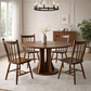 47" Round Walnut Dining Table with 4 Windsor Spindle Back Chairs 5-Piece Dining Set