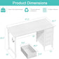 White Computer Desk With Fabric Drawers 47 Inch Reversible Study Desk