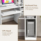 White Desk With Hutch And Charging Station For Home Office