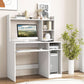 White Desk With Hutch And Charging Station For Home Office