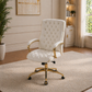 White Gold Executive Desk with 7 Drawers + Matching Padded Office Chair Set