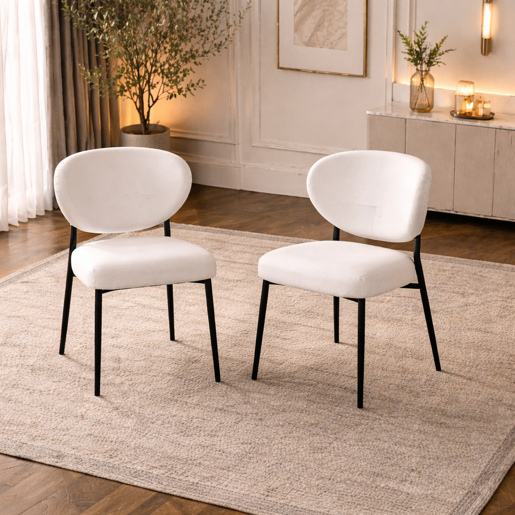 47" Round Faux Marble Dining Table Set with Storage & 4 Upholstered Chairs White