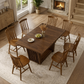 63 Inch Farmhouse Dining Table Set with 6 Windsor Chairs Walnut Brown Rectangular