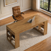 71" Executive Desk with Storage Shelves & Ergonomic High-Back Office Chair Set, Rustic Brown